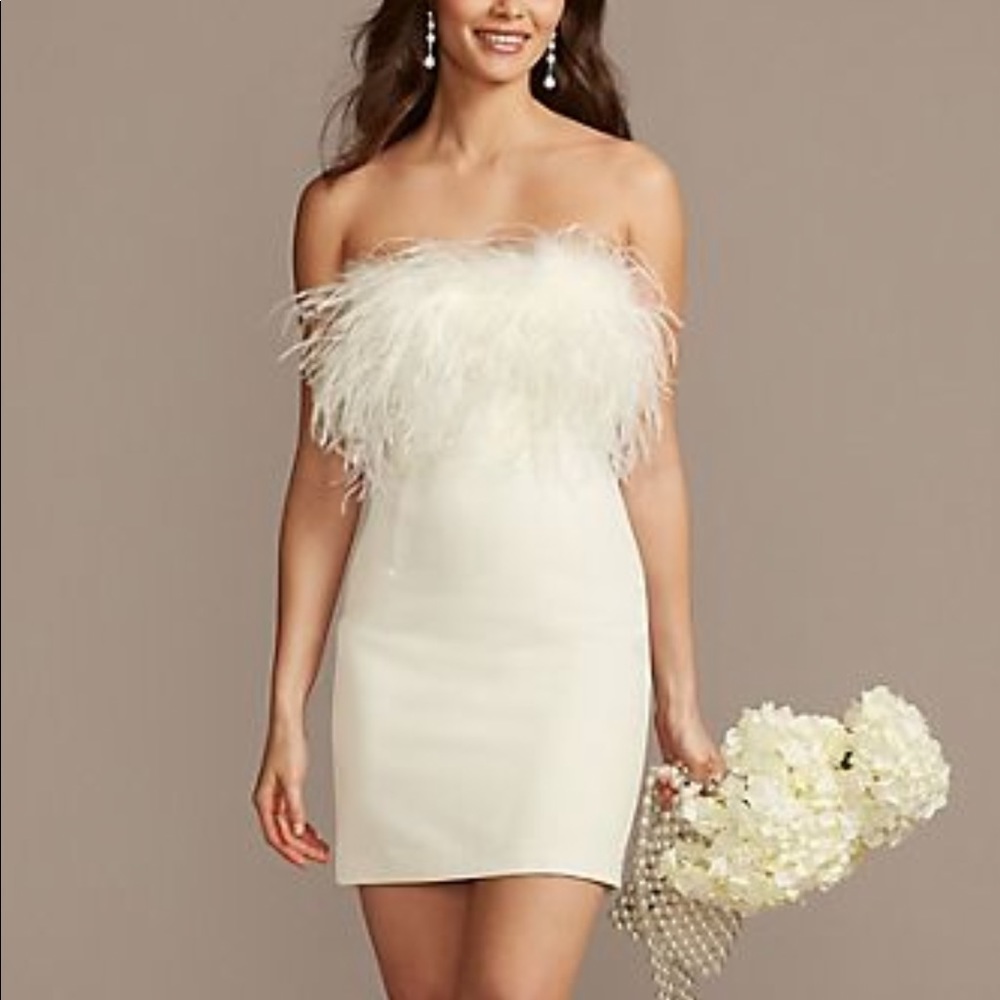 DB Studio White Feather Dress Brand New